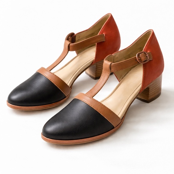 Wolverine 1000 Mile x Samantha Pleet Leather T-Strap Heels Colorblock Size 5.5